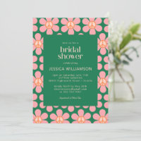 Panneau de Paix Hippie Retro Fleur Vert Rose Douch