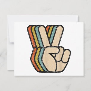 Invitation Panneau de Paix Rétro V Doigts Vintage 60s les ann