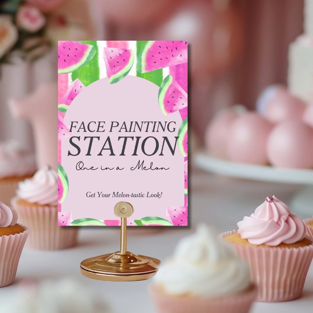 Invitation Panneau de pastèque One in Melon Face Paint Statio (One in Melon Face Paint Station Watermelon Sign)