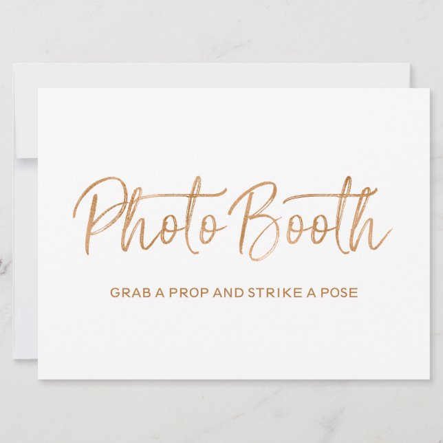 Invitation Panneau de Photobooth de mariage | Rose dorée élég (Devant)
