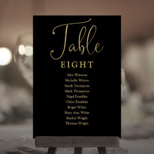 Invitation Panneau de plan de table élégant noir et or Numéro