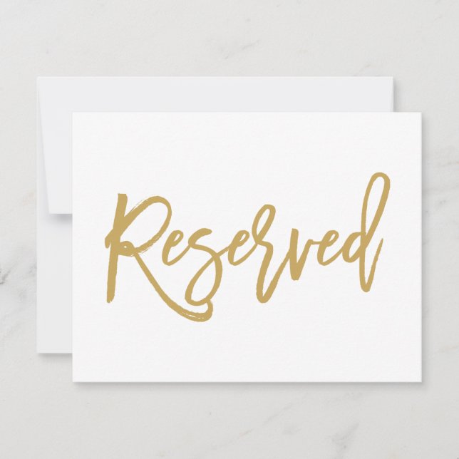 Invitation Panneau de réservation de mariage en or chic écrit (Devant)