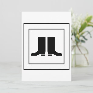 Invitation Panneau de sécurité Bottes en caoutchouc Noir Blan