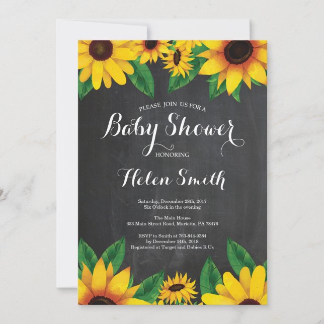 Invitation Panneau de signalisation Baby shower Sunflowers In (Devant)