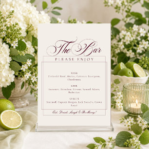 Invitation Panneau de signalisation classique Bourgogne ivory