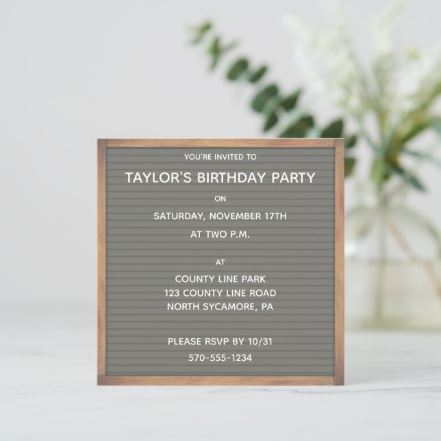 Invitation Panneau de signalisation gris pour toutes occasion (Debout devant)