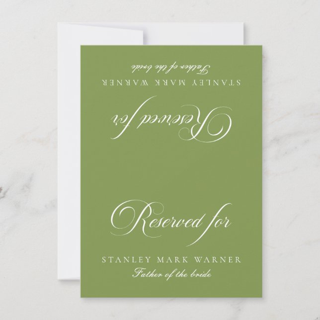 Invitation Panneau de table réservé pour mariage classique iv (Devant)