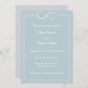 Invitation Panneau d'infini Mariage blanc gris bleu foncé