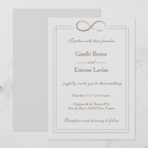 Invitation Panneau d'infini Mariage géométrique gris clair or