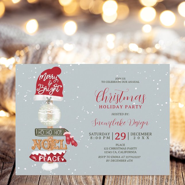 Invitation Panneau en bois rustique entreprise Noël (Rustic wooden sign business corporate Christmas Invitation)
