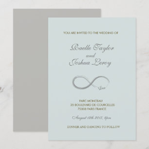 Invitation Panneau infini bleu pâle gris minimaliste Mariage
