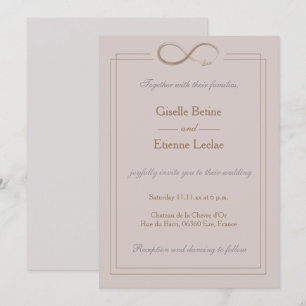Invitation Panneau Infinie Dusty Rose gris Mariage or