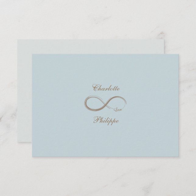 Invitation Panneau Infinité Dusty Blue Grey Gold Wedding RSVP (Devant / Derrière)