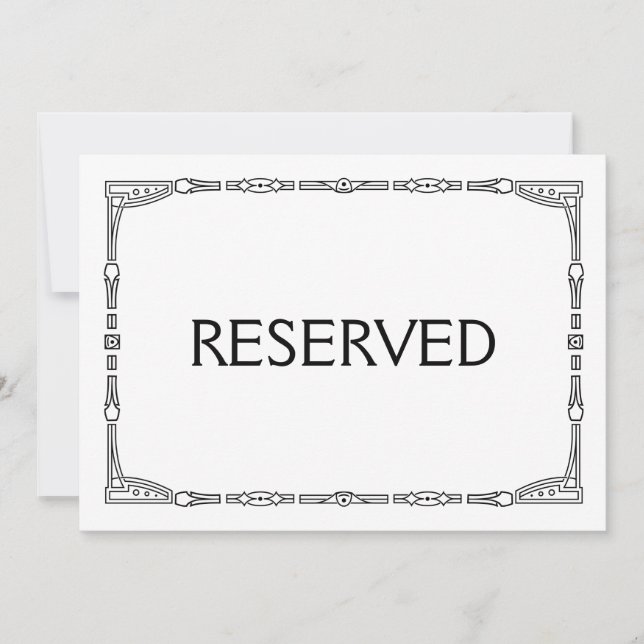 Invitation Panneau Mariage Art Déco "Réservé" (Devant)