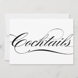 Invitation Panneau Mariage Black Elegant Calligraphy Cocktail