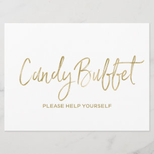 Invitation Panneau Mariage "Candy buffet"   Or élégant
