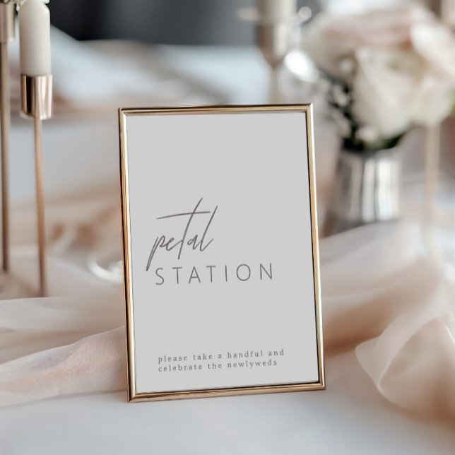 Invitation Panneau Mariage de la station pétale minimaliste m (Modern Minimalist Petal Station Wedding Sign)