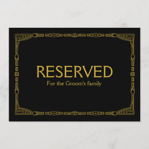 Invitation Panneau Mariage Gold Art Déco "Réservé" personnali