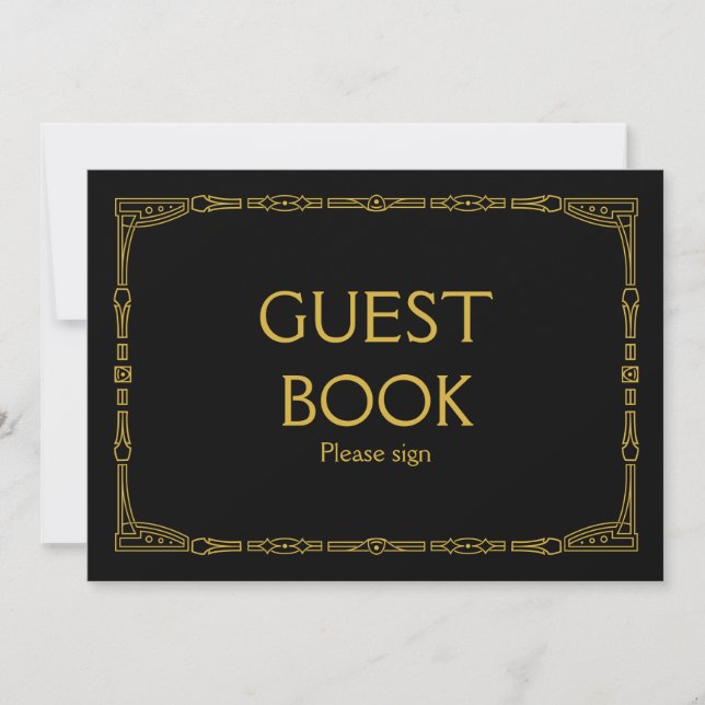Invitation Panneau Mariage "Livre d'or" Art déco (Devant)