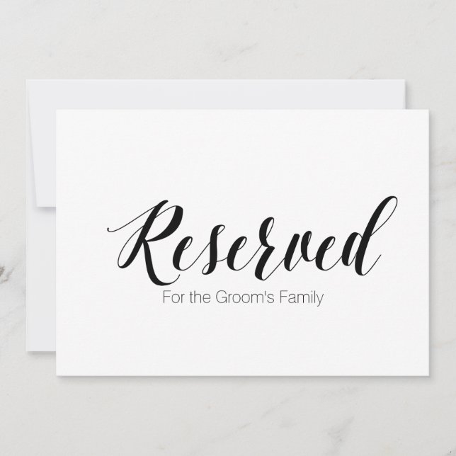 Invitation Panneau Mariage "Réservé à la famille de Groom" (Devant)