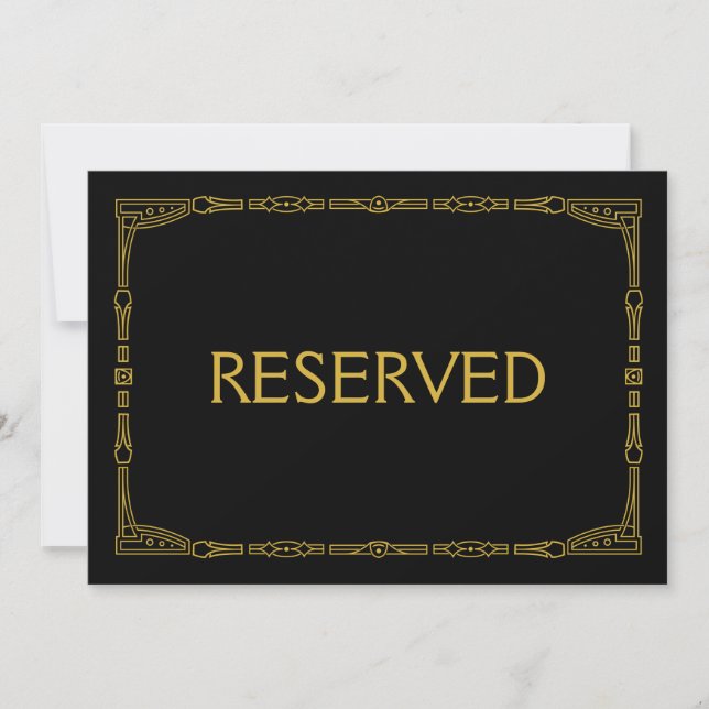 Invitation Panneau Mariage "Réservé" Gold Art Déco (Devant)