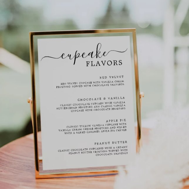 Invitation Panneau Menu Cupcake Panneau Minimaliste Mariage C (Cupcake Menu Sign Minimalist Wedding Cupcake Sign Invitation)