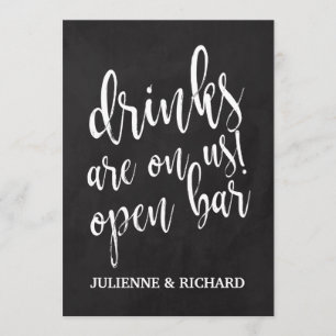 Invitation Panneau Open Bar du Mariage Chalkboard abordable
