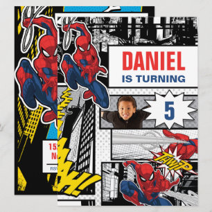 Invitation Panneau photo personnalisé Spider-Man Anniversaire