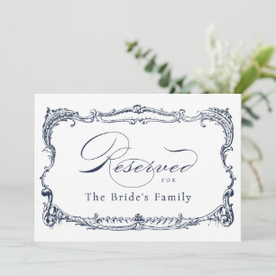 Invitation Panneau Réservé Cadre Vintage Navy Script Classiqu