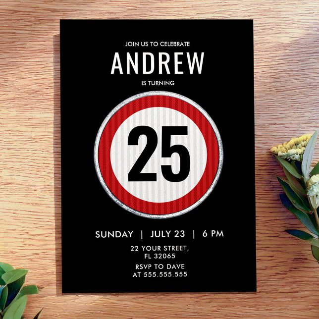 Invitation Panneau rouge circulaire avec anniversaire personn (Créateur téléchargé)