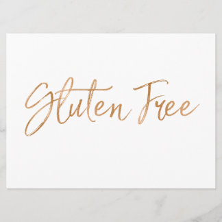 Invitation Panneau "Sans Gluten" | Lettres Rose Doré Élégante