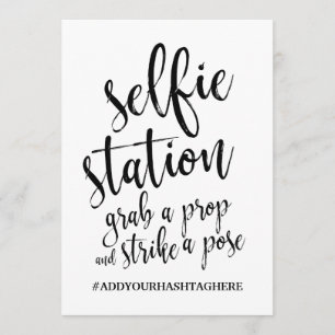 Invitation Panneau Selfie Station Noir et Blanc Abordable