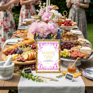 Invitation Panneau "Table de Grazing" aux feuilles florales r