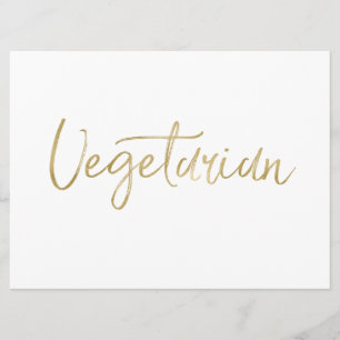Invitation Panneau "Végétarien"   Lettres dorées stylisées à 