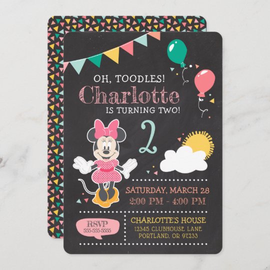 Invitation Panneaux D Anniversaire De Minnie Mouse Zazzle Ca