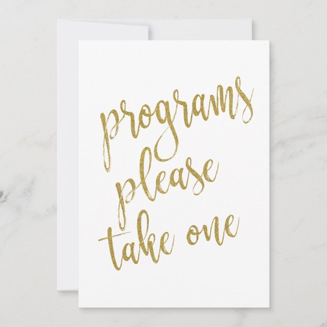 Invitation Panneaux de programmes, veuillez en prendre un, or (Devant)