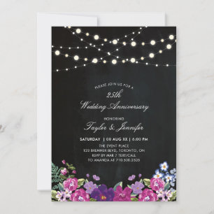 Invitation Panneaux de tableau et de cordes 25 ans de Mariage