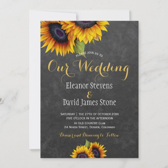 Invitation Panneaux de tournesol chute mariage tendance (Devant)