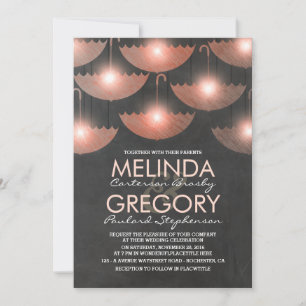 Invitation Panneaux et parapluies Mariage rose Palkboard