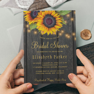 Invitation Pantalon or tournesol pays bois douche nuptiale