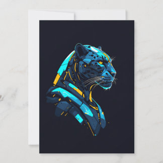 Invitation Panthère Cyberpunk Mecha Black Panther Néon
