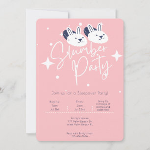 Invitation Pantoufles Lapin Moderne Rose Soirée Pyjama Nuit e