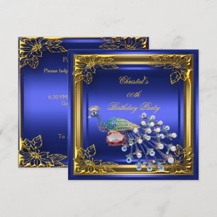 Invitation Paon Doré Elite Élégant Fête d'Anniversaire