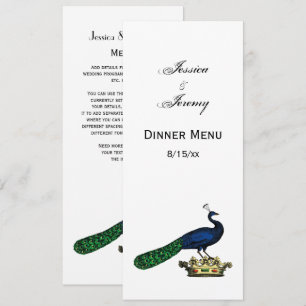 Invitation Paon stylisé vintage héraldique sur couronne C