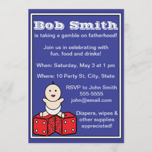 Invitation Papa Baby shower Bébé Dice Jeu