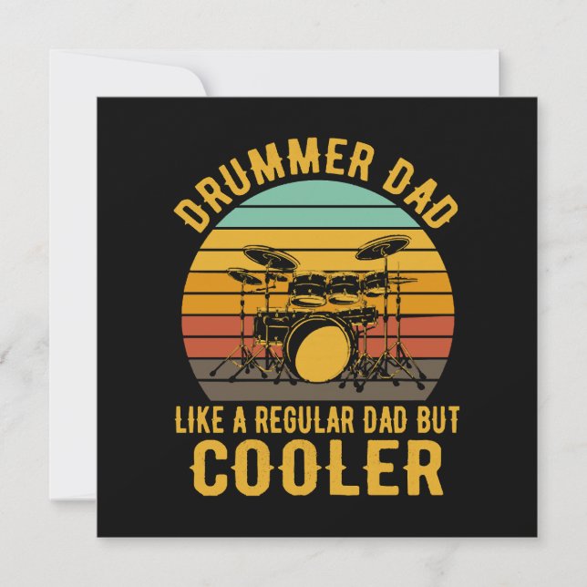 Invitation Papa batteur comme un papa normal mais plus cool (Devant)