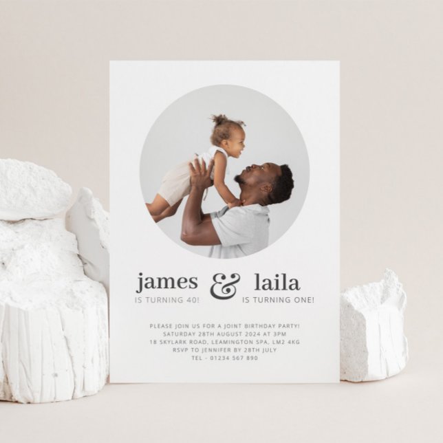 Invitation Papa et Enfant - Photo Anniversaire conjoint (Dad and Child - Photo Joint Birthday Invitation)
