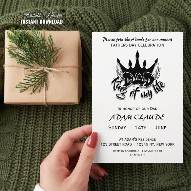 Invitation Papa King de ma Fête des pères de vie (Créateur téléchargé)