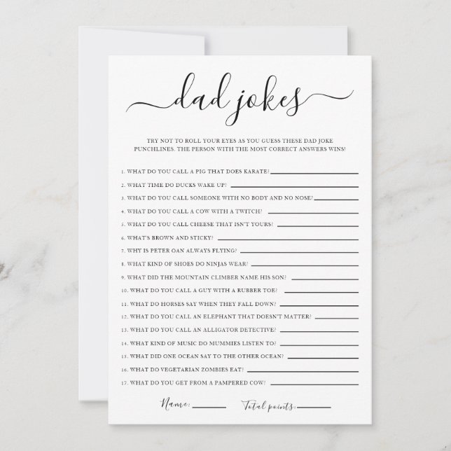 Invitation Papa plaisante Baby shower Jeu (Devant)