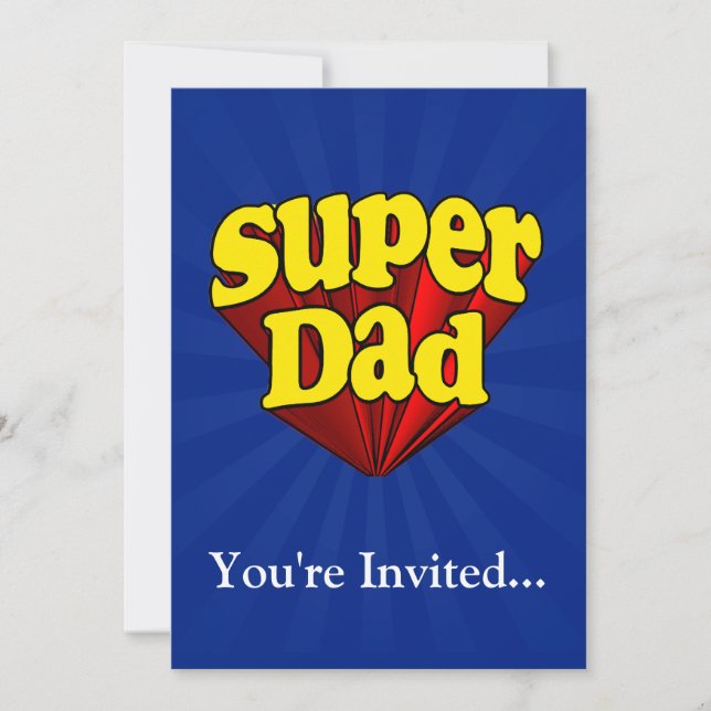 Invitation Papa superbe, super héros rouge/jaune/fête des (Devant)